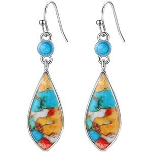 Turquoise Earrings for Women 925 Silver Teardrop Dangle Drop Earring Western Nat